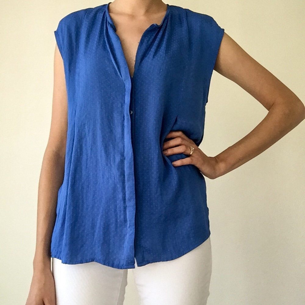 Zara Basic Blue Button Blouse